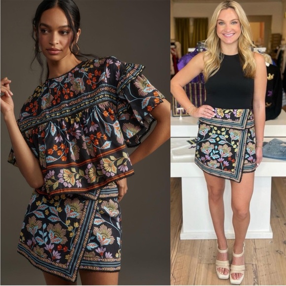 FARM Rio Floral Mini Skirt - Black, Blue, Yellow, Pink - Picture 4 of 9